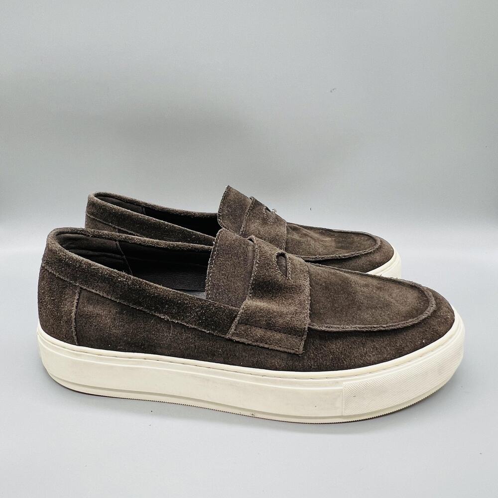 Kurt Geiger Shoes Mens 9.5 Brown Suede Penny Loafers Slip On Casual Comfort